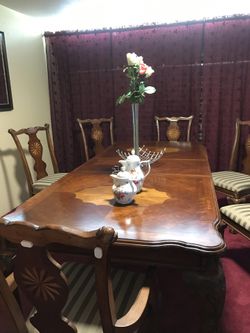Dining table with 6 chairs solid wood