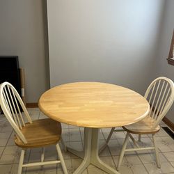 Blonde, Drop-leaf Kitchen Table and 2 Chairs
