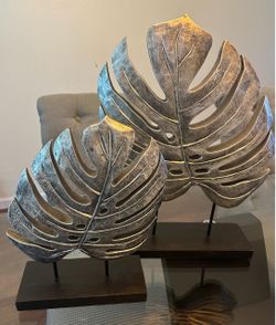 Monstera Leaf Decorative Sculpture Set of 2