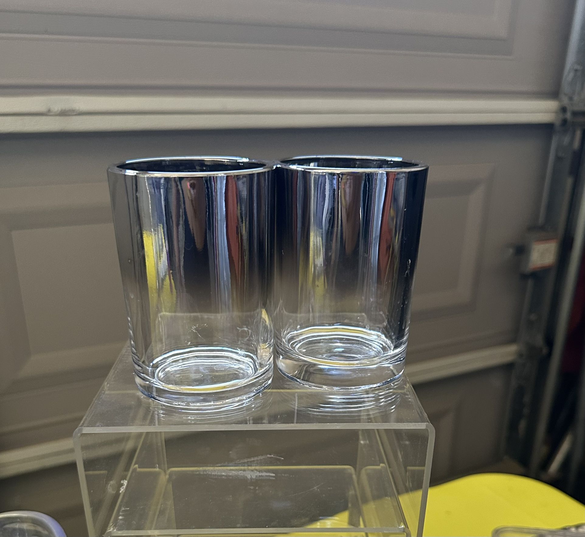 Smoke Grey And Silver Cups