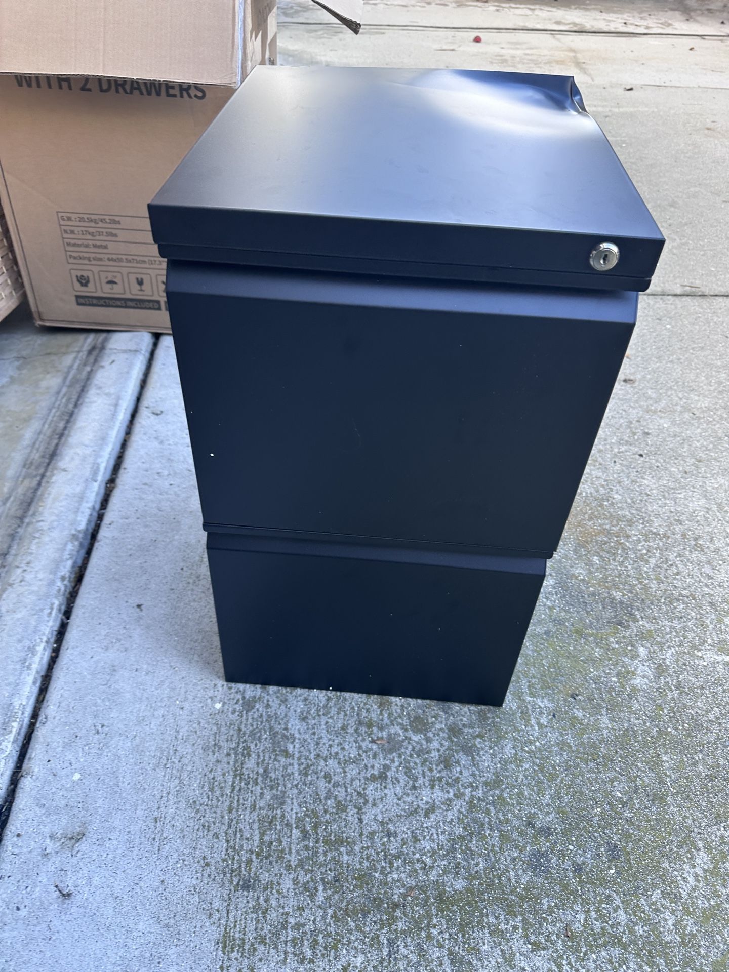 Black two drawer file cabinet