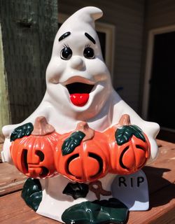 Vintage Lighted Ghost With Boo Sign