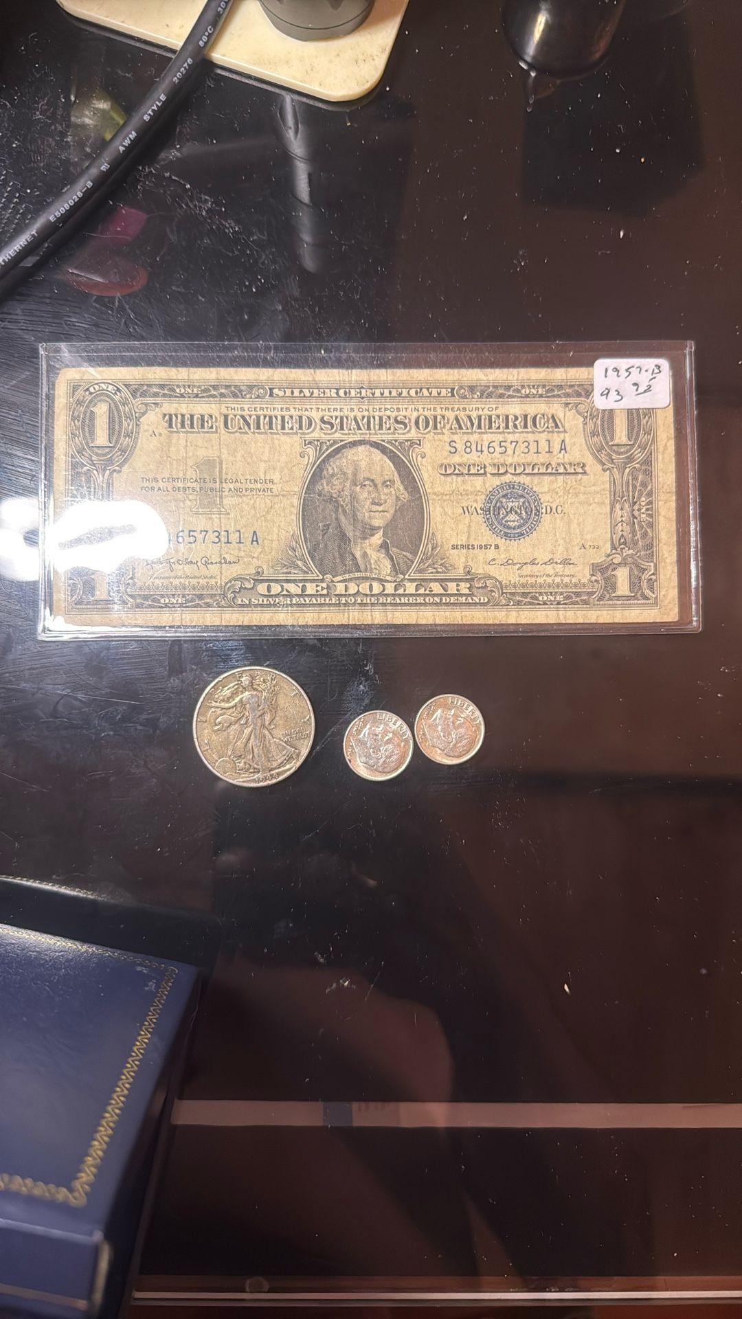 Silver Certificate / 2 Silver Dimes And Liberty Half Dollar Silver