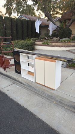 White Bookshelf and Cabinet Set