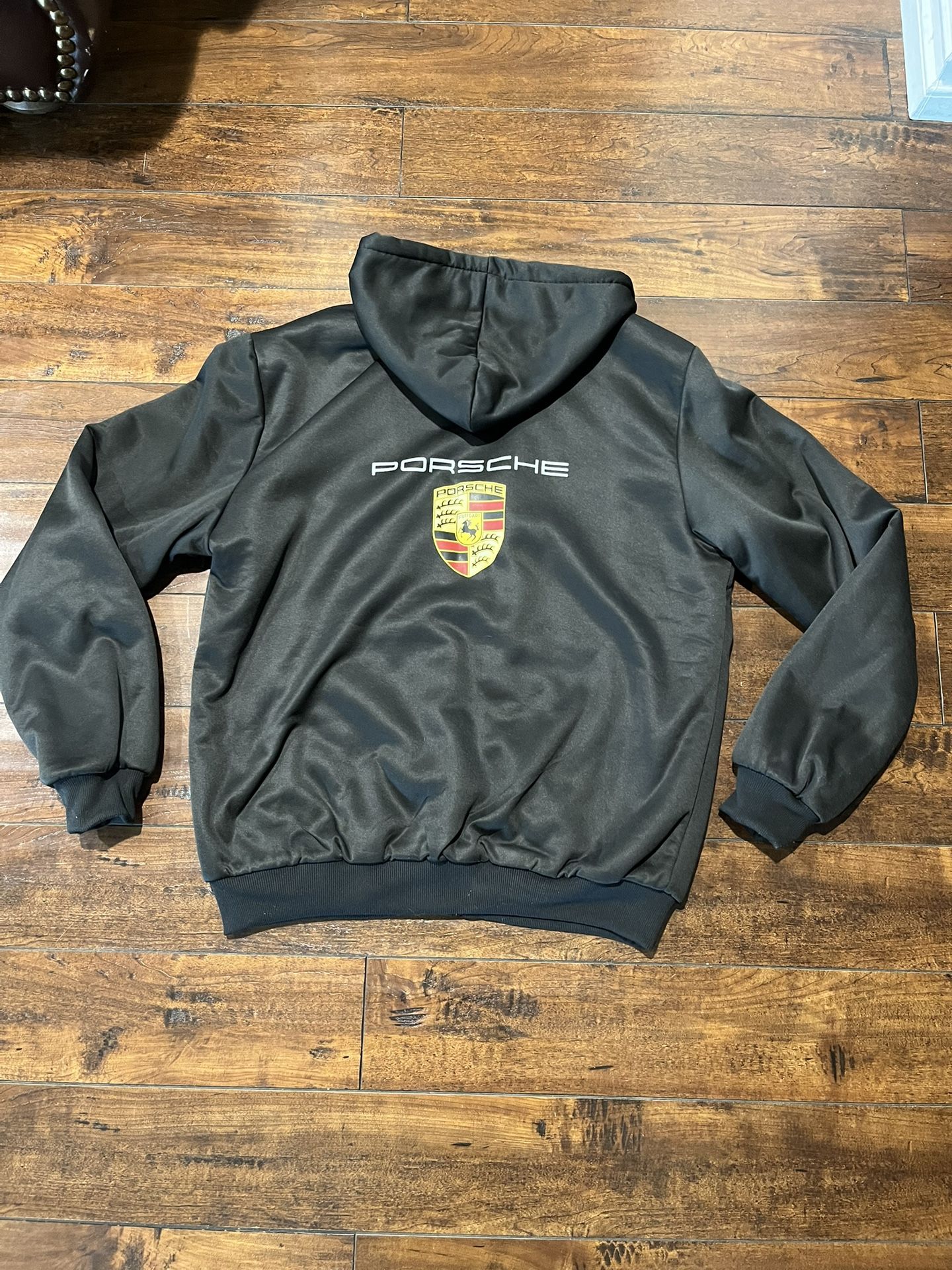 Porsche 911 Worm Hoodie Jacket Black Dimensions Bust 48” Length 27” Sleeve 27”