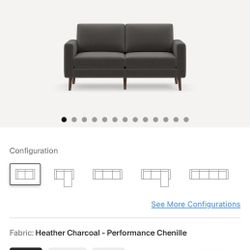 Burrow Nomad Midcentury Modern Minimalist Gray Fabric Sofa Couch Love Seat (🚚 Free Delivery)