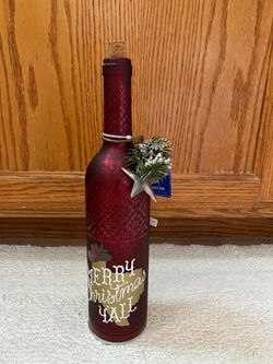 Brand New Red Light-Up Christmas Decorative Wine Bottle, Original Box Included!