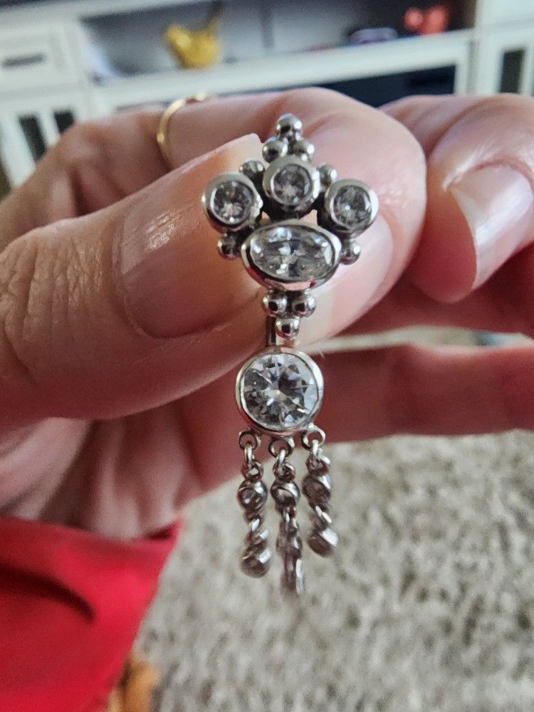 14k White Gold Belly Ring