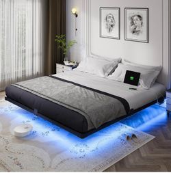 King LED floating bed frame