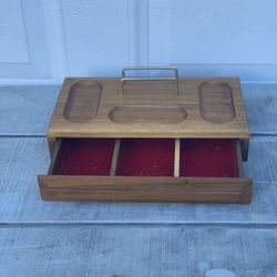 Vintage MCM Mission Wood Phone Nightstand Entryway Box Tray Decor California