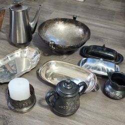 Silver, Stainless Steel, And Pewter - See Description 