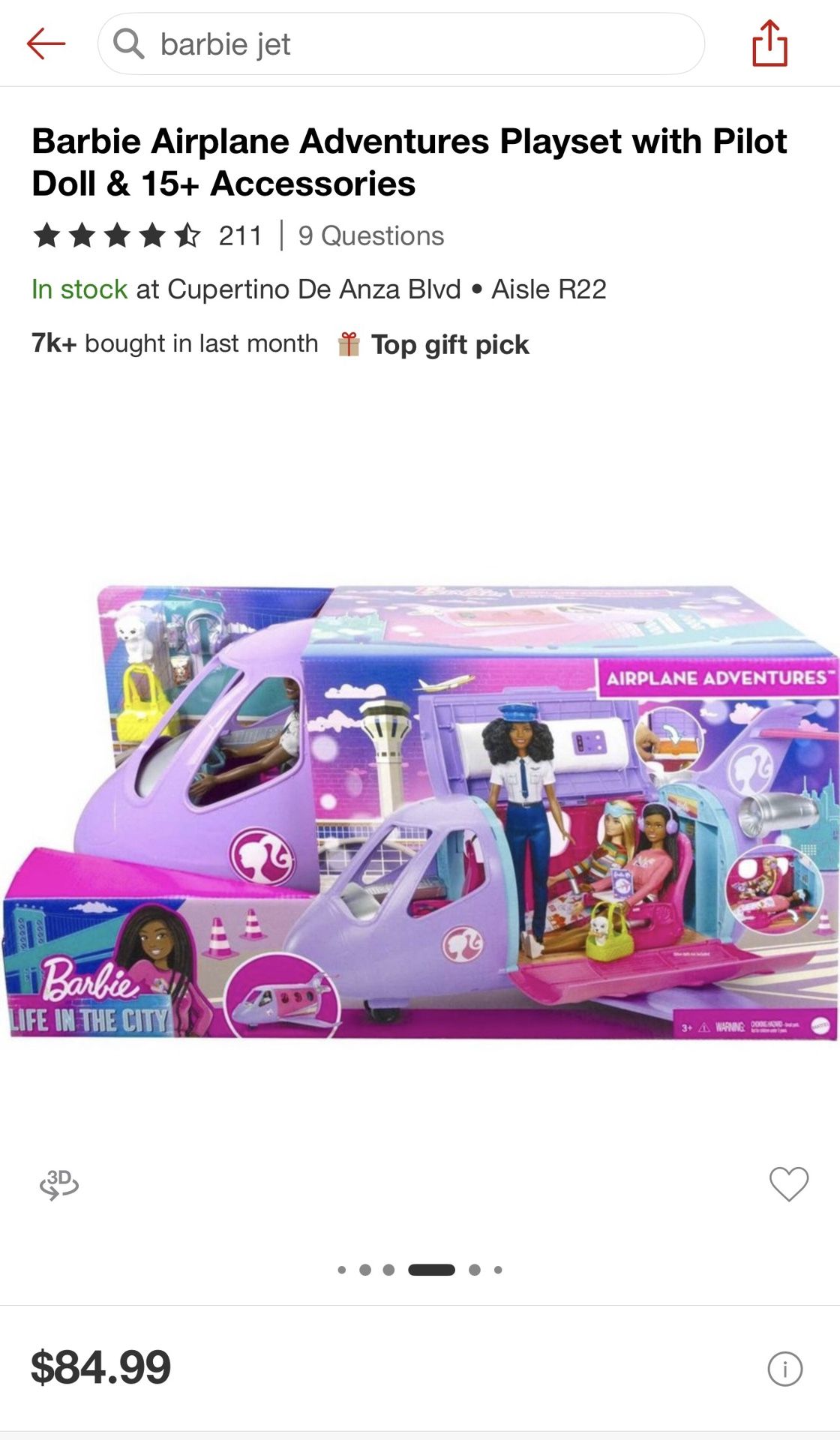 NEW in box Barbie Airplane Adventures Playset with Pilot & 15 Accessories