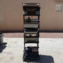 Vintage Office Equipment Lot Computer Typewriter Printer Etc w/ Media Rack