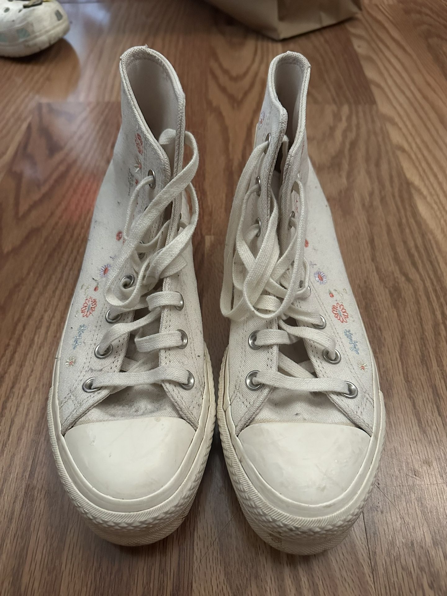 Platform Flower Converse - White/Creme