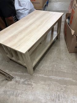 Light Wood Coffee Table with Bottom Shelf