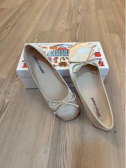 Jeffrey Campbell Aurora Flats in Champagne Satin