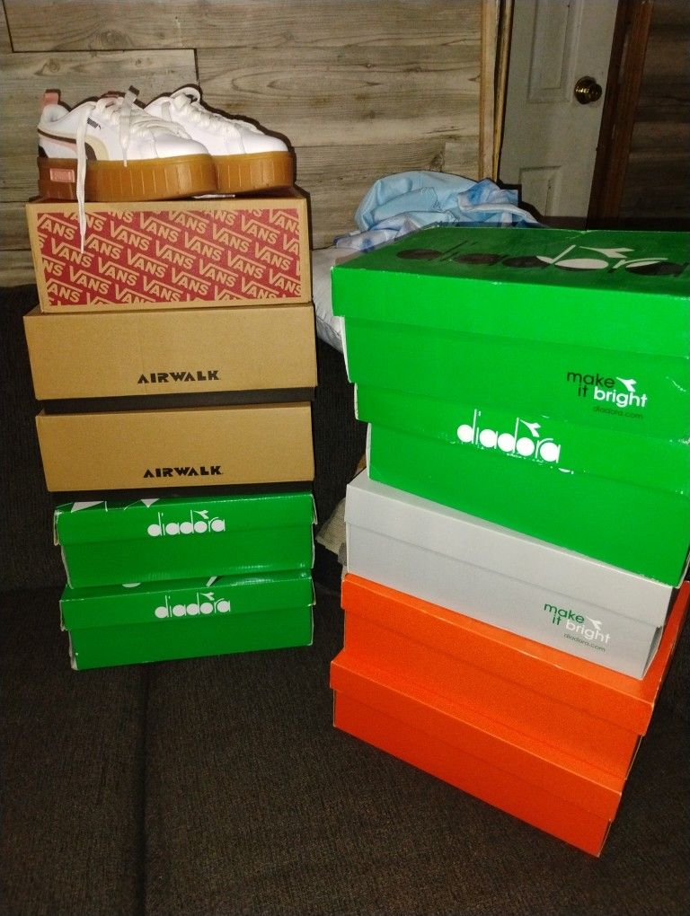 A whole box of brand new! nikes and adidas shoes. nike Ronaldo, air walk, vans, and more! everything for 100$ or best offer