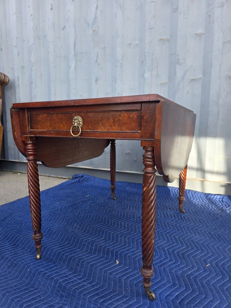 Antique Drop-Leaf Table with Spiral Legs