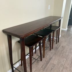 Used Cherry Wood Bar With Bar Stools