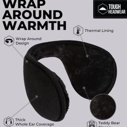 Winter Earmuffs for Men & Women - Fleece Black, Navy, Brown