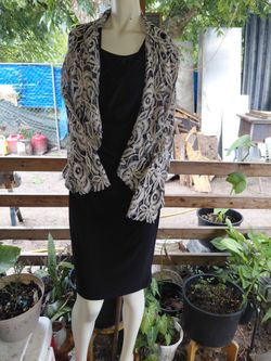 Black Dress with Lace Overlay Jacket Set