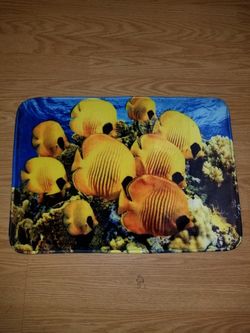 Beautiful sea fish memory foam bath mat...size 23x17..Brand new