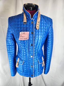 NWOT Favoci Royal Blue Diamond Quilted Jacket Women's Size Small Preppy Style [COPY]