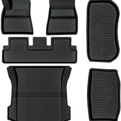 OEDRO Floor Mats Set for Tesla Model 3 2023-2020, All Weather Floor Mats Front Rear Cargo Liner Mat, Custom Fit for Tesla Full Set