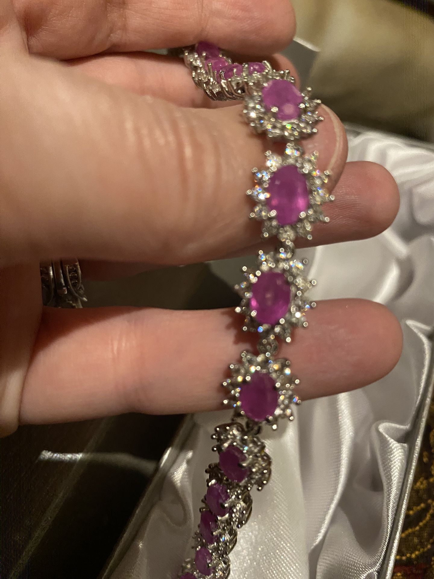 Genuine Ilakaka Hot Pink Sapphire & Zircon Bracelet -new!!