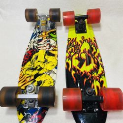 22.5” Torpedo Skateboards Kryptonics Flame Board + Waveline Skate Stickerbomb