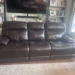 Leather Couch With Power Reclining 