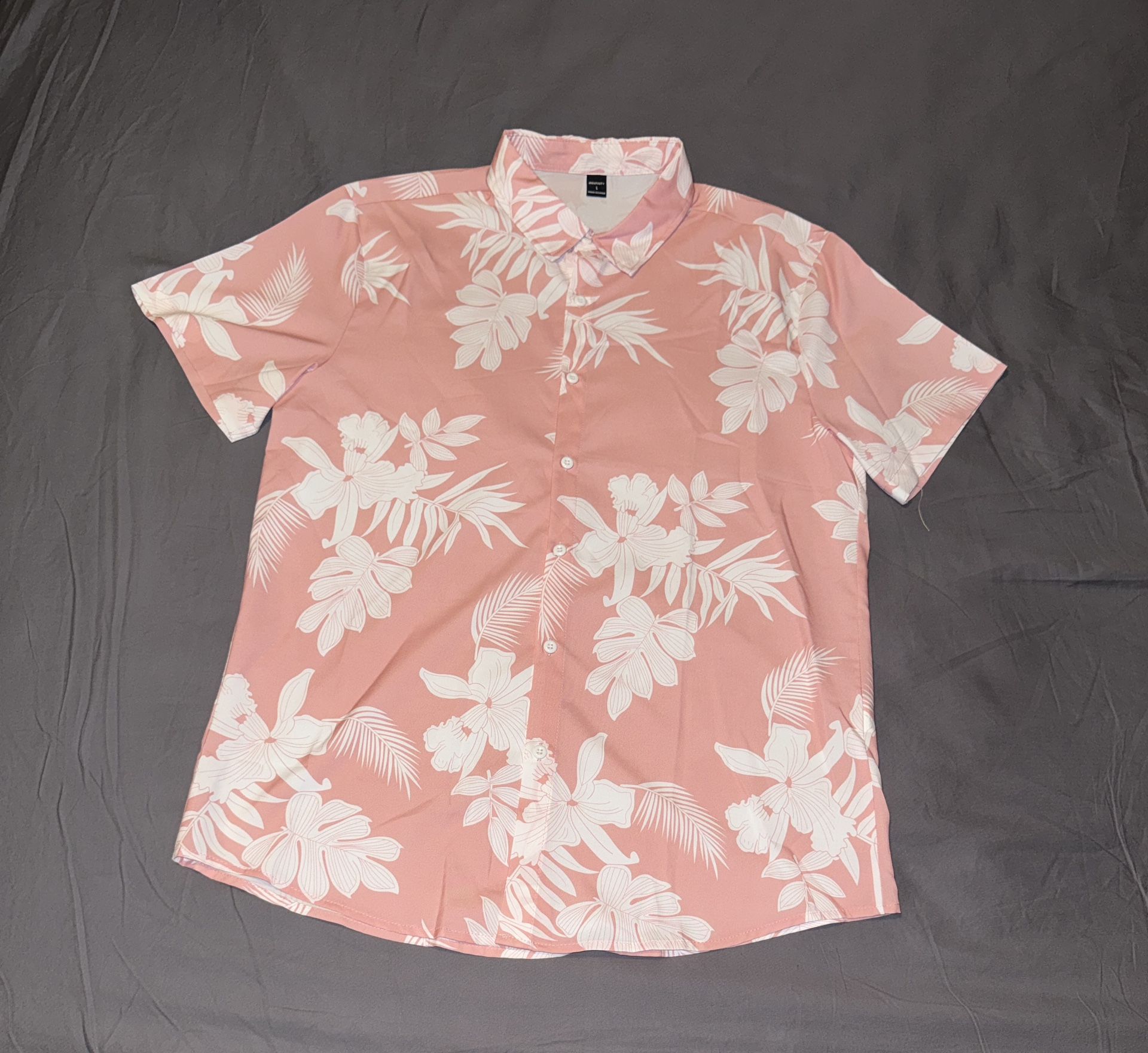 Manfinity Pink and White Floral Button Down Shirt
