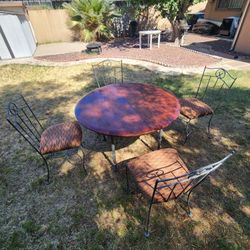 Wooden Table With Metal Chairs