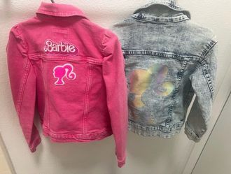 Girls Barbie Denim Jacket & Pink Studded Gap Barbie Jacket