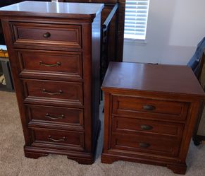 Dark Cherry Wood Dresser and Nightstand Set