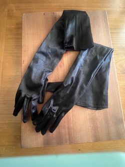 Halloween Black Satin Long Costume Opera Gloves
