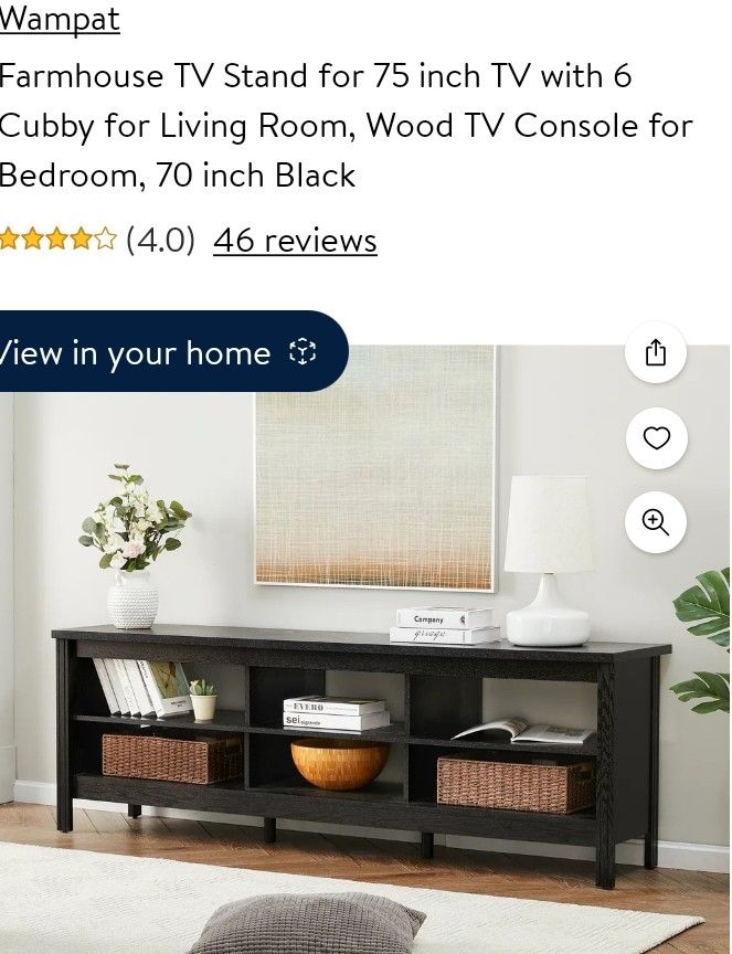 70" NIB Black Farmhouse TV Stand