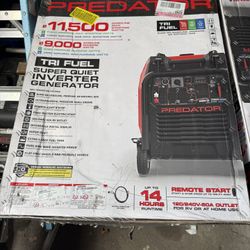 PREDATOR 11,500 Watt Tri-Fuel SUPER QUIET Inverter Generator with Remote Start