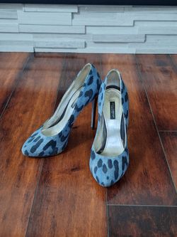 Dolce & Gabbana Blue Leopard Print Denim Pumps Heels EU 38 US 7.5 8 Made in Italy