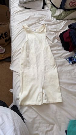 Cream Ribbed Tank Romper