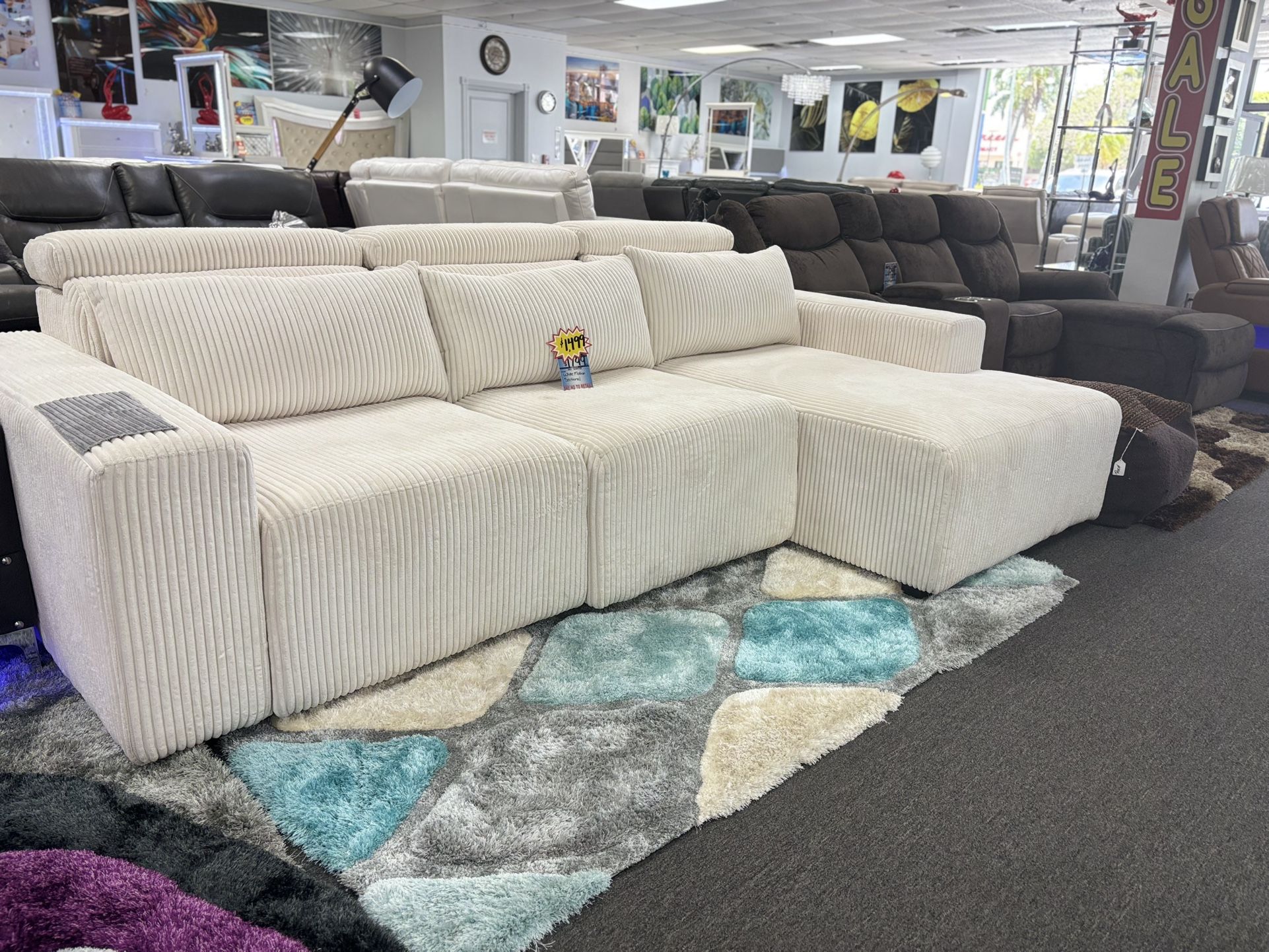 L-shaped Plush Fabric Sectional Couch For Sale (Brand New & In Box) Furniture Blowout