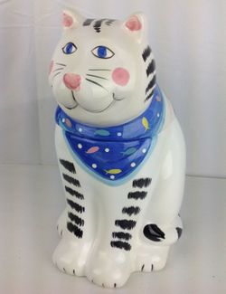Vintage Coco Dowley Kitty Cat Cookie Jar Whimsical Pet Food Container
