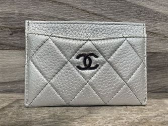 Chanel Metallic Lambskin Quilted Card Holder Silver (163439-1)