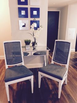 Vintage shabby chic cane chairs