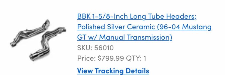 Bbk long tube headers mustang gt 99-04