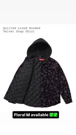 Supreme FW26’ week 6 Quilted Lined Hooded Velvet Snap Shirt Floral Size M