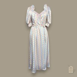 Dondolo Pastel Puff Sleeve Midi Dress Small Easter Spring