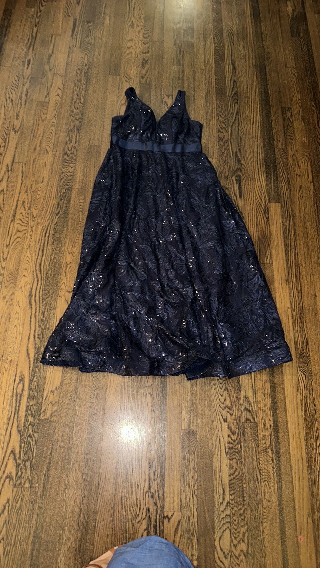 Elegant Navy Blue Sequin Gown