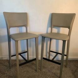 Set of 3 Designer Maria Yee Metro Leather Bar Height Stools / Chairs