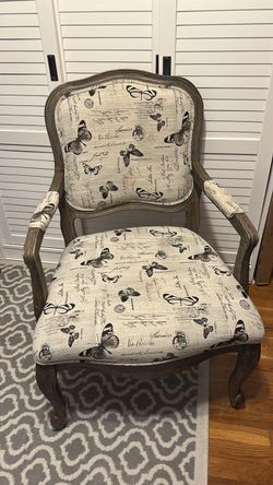 Botticelli Fabric Armless Contemporary Accent Chair, Script Print